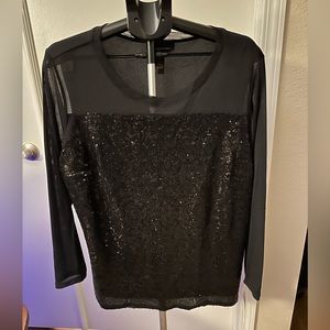 INC lavish Macys deep black sequins top New with tags Plus